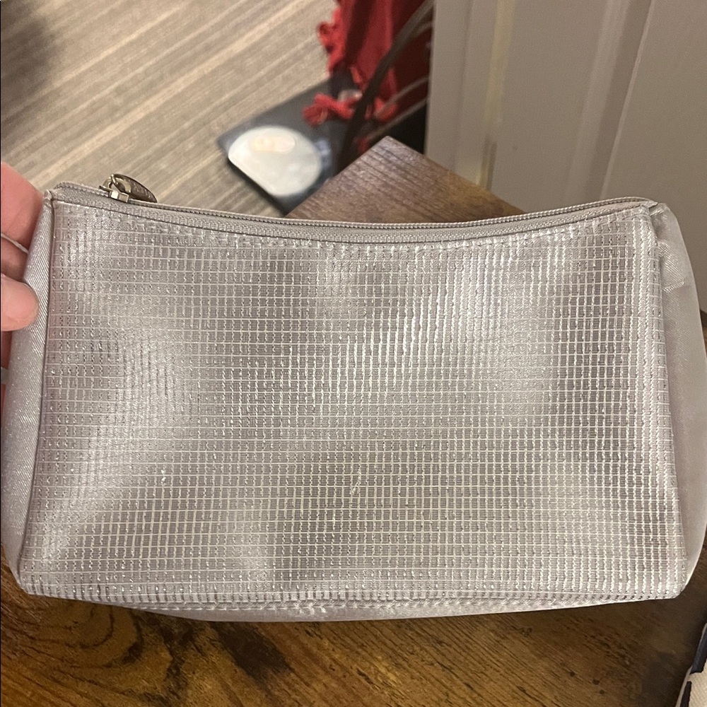 Lancome Silver Cosmetic Bag Este Lauder Lipstick Print Bbw Glitter Bag Trio Lot View 5